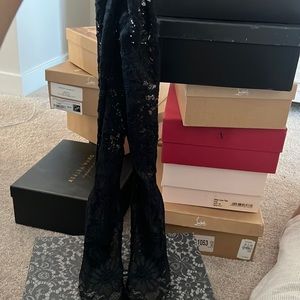 Dolce and gabbana mesh knee boots